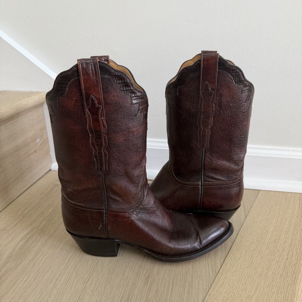 VTG Lucchese Classics Handmade Women's Cowboy Boots Size 7B Kangaroo Leather